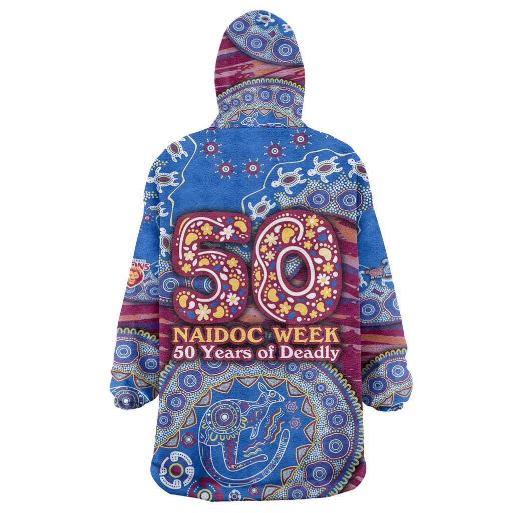 Brisbane Lions NAIDOC Week 2026 Wearable Blanket Hoodie Australian Aboriginal Dot Art Dreamtime Pattern Style