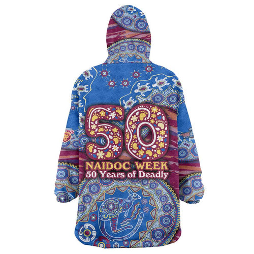 Brisbane Lions NAIDOC Week 2026 Wearable Blanket Hoodie Australian Aboriginal Dot Art Dreamtime Pattern Style