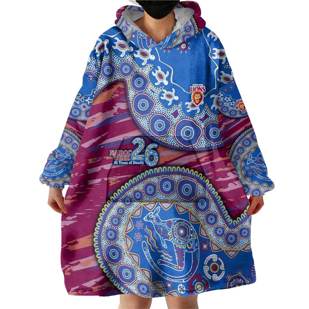 Brisbane Lions NAIDOC Week 2026 Wearable Blanket Hoodie Australian Aboriginal Dot Art Dreamtime Pattern Style