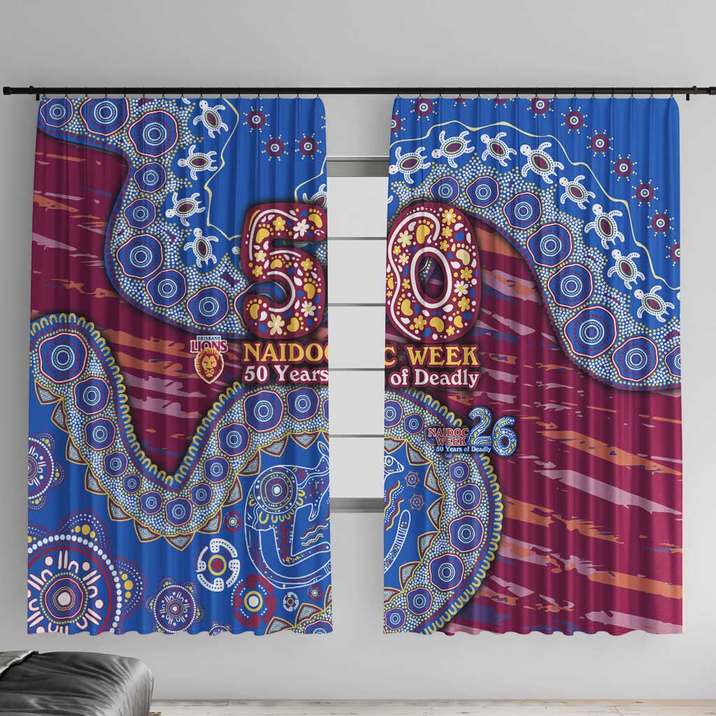 Brisbane Lions NAIDOC Week 2026 Window Curtain Australian Aboriginal Dot Art Dreamtime Pattern Style