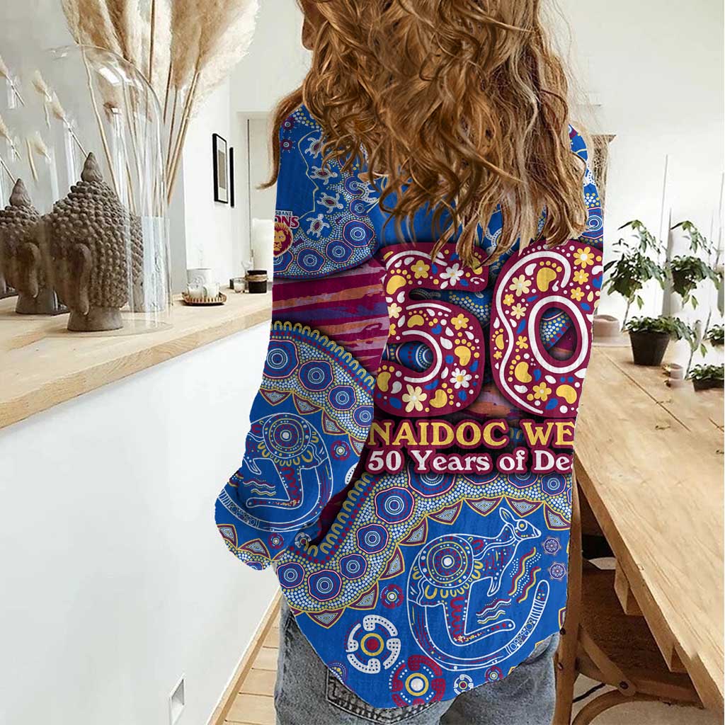 Brisbane Lions NAIDOC Week 2026 Women Casual Shirt Australian Aboriginal Dot Art Dreamtime Pattern Style