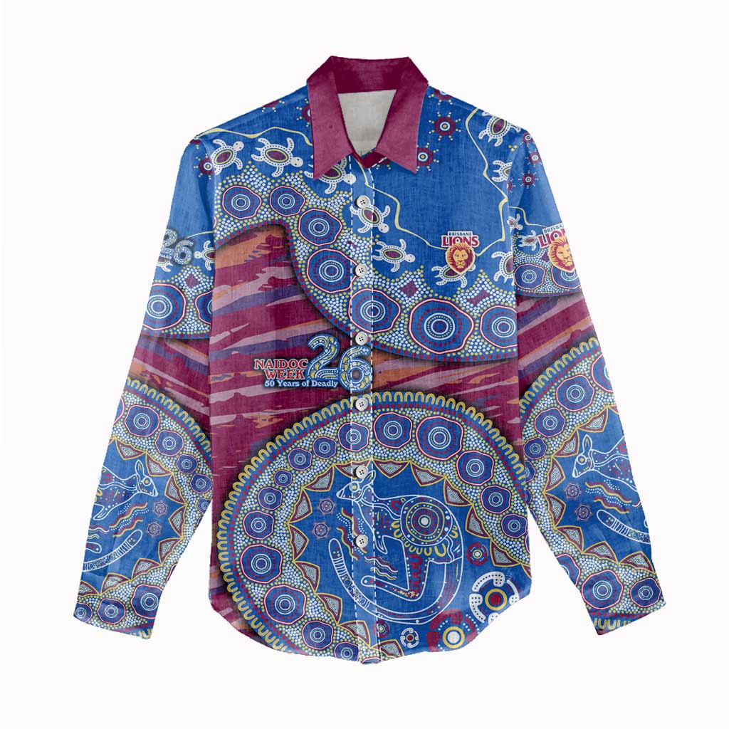 Brisbane Lions NAIDOC Week 2026 Women Casual Shirt Australian Aboriginal Dot Art Dreamtime Pattern Style