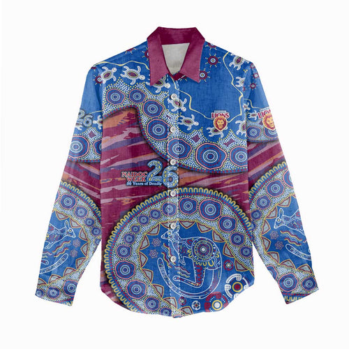Brisbane Lions NAIDOC Week 2026 Women Casual Shirt Australian Aboriginal Dot Art Dreamtime Pattern Style