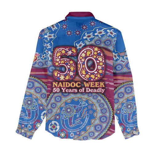 Brisbane Lions NAIDOC Week 2026 Women Casual Shirt Australian Aboriginal Dot Art Dreamtime Pattern Style