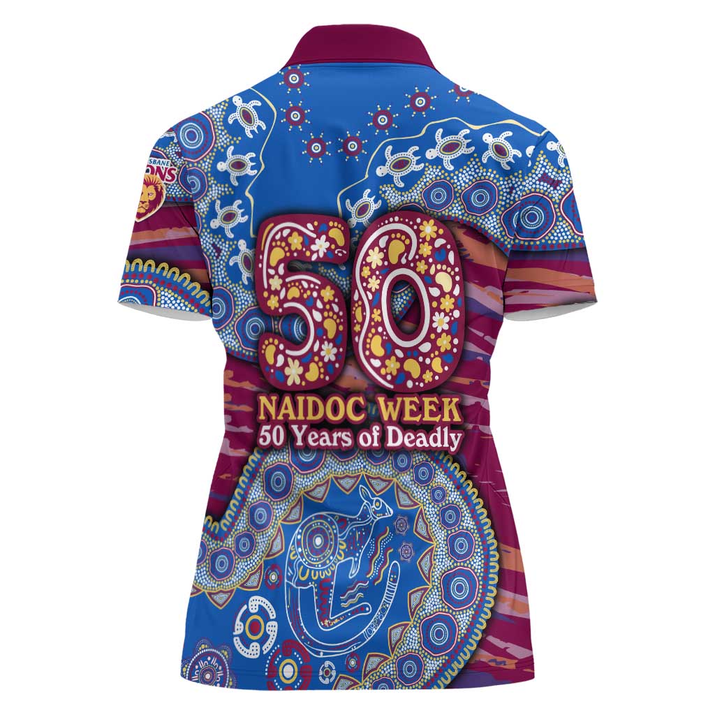 Brisbane Lions NAIDOC Week 2026 Women Polo Shirt Australian Aboriginal Dot Art Dreamtime Pattern Style