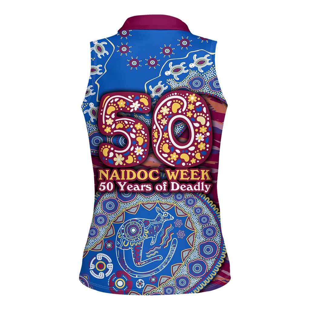 Brisbane Lions NAIDOC Week 2026 Women Sleeveless Polo Shirt Australian Aboriginal Dot Art Dreamtime Pattern Style