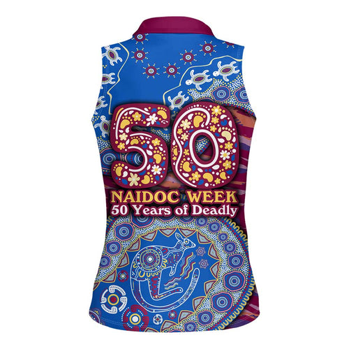 Brisbane Lions NAIDOC Week 2026 Women Sleeveless Polo Shirt Australian Aboriginal Dot Art Dreamtime Pattern Style