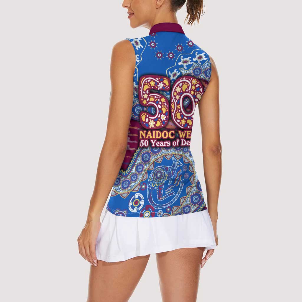 Brisbane Lions NAIDOC Week 2026 Women Sleeveless Polo Shirt Australian Aboriginal Dot Art Dreamtime Pattern Style