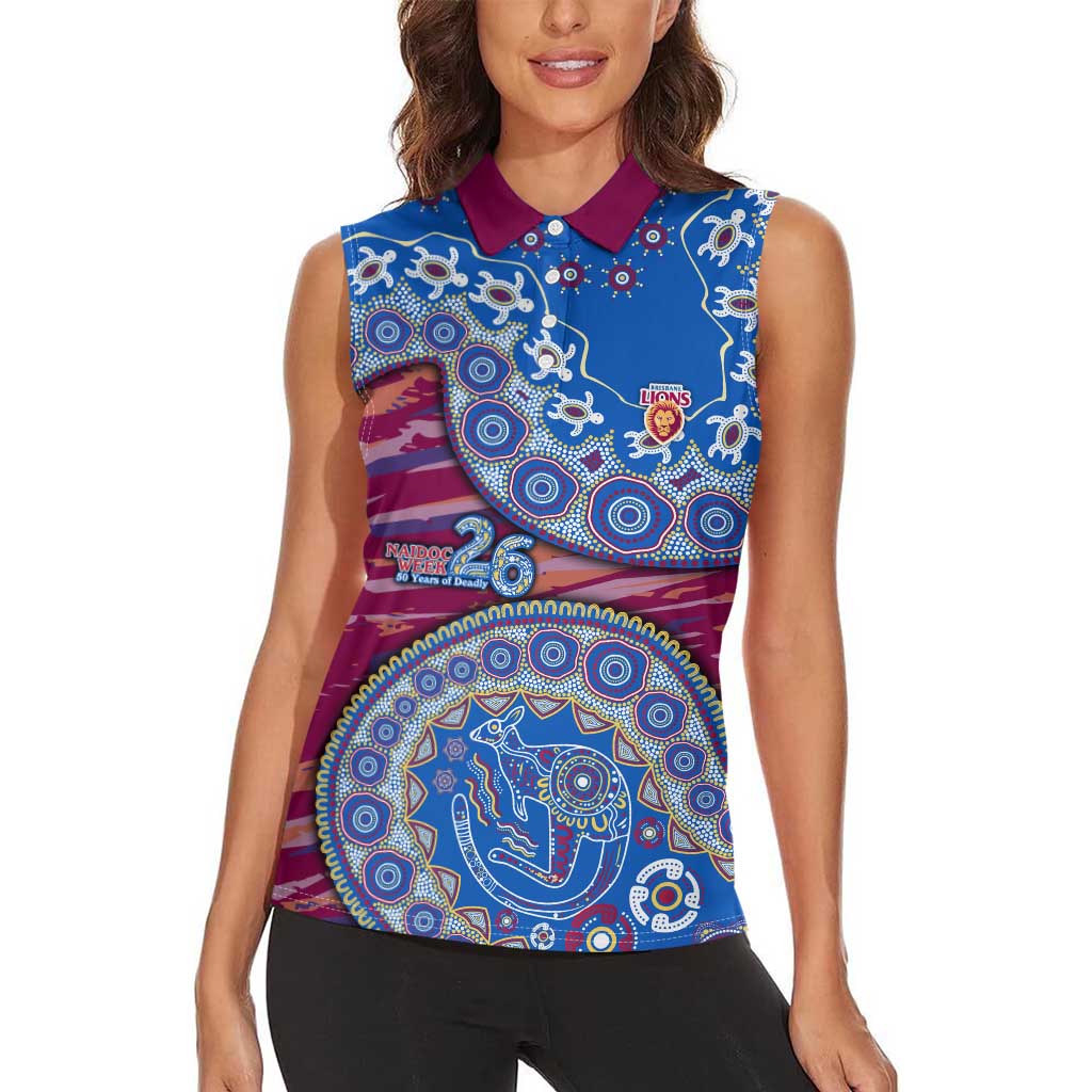 Brisbane Lions NAIDOC Week 2026 Women Sleeveless Polo Shirt Australian Aboriginal Dot Art Dreamtime Pattern Style