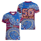 Brisbane Lions NAIDOC Week 2026 Women V-Neck T-Shirt Australian Aboriginal Dot Art Dreamtime Pattern Style