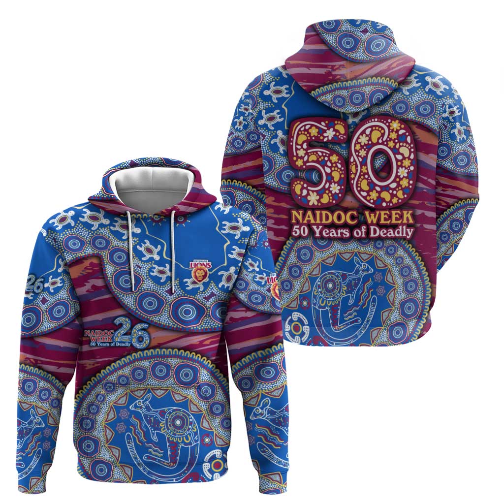 Brisbane Lions NAIDOC Week 2026 Zip Hoodie Australian Aboriginal Dot Art Dreamtime Pattern Style