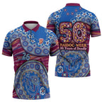 Brisbane Lions NAIDOC Week 2026 Zipper Polo Shirt Australian Aboriginal Dot Art Dreamtime Pattern Style
