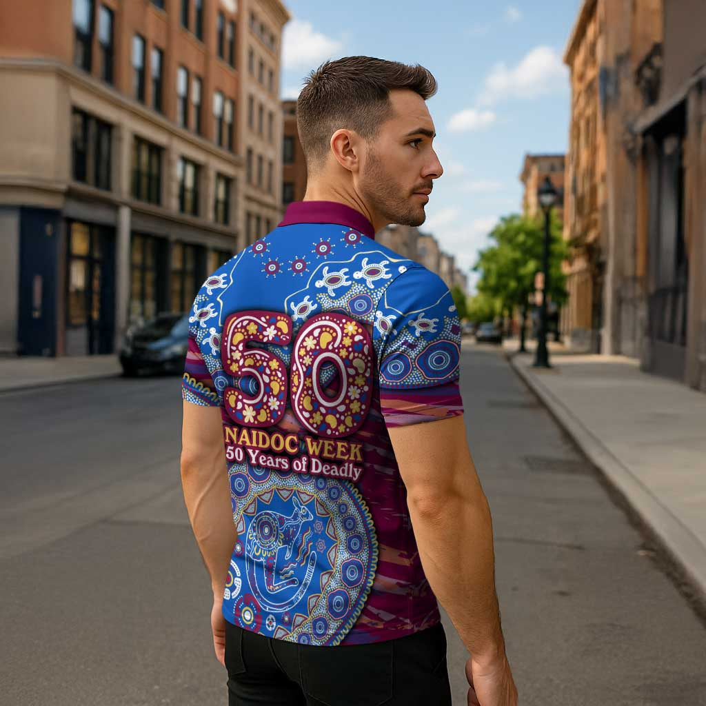 Brisbane Lions NAIDOC Week 2026 Zipper Polo Shirt Australian Aboriginal Dot Art Dreamtime Pattern Style