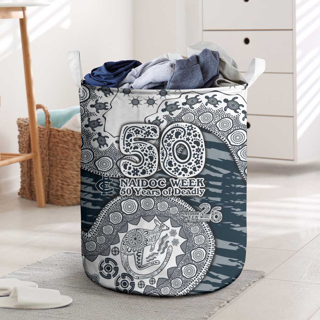 Carlton Blues NAIDOC Week 2026 Laundry Basket Australian Aboriginal Dot Art Dreamtime Pattern Style