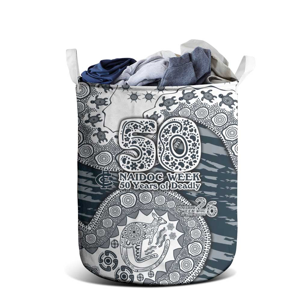 Carlton Blues NAIDOC Week 2026 Laundry Basket Australian Aboriginal Dot Art Dreamtime Pattern Style