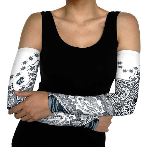 Carlton Blues NAIDOC Week 2026 Arm Sleeves Australian Aboriginal Dot Art Dreamtime Pattern Style