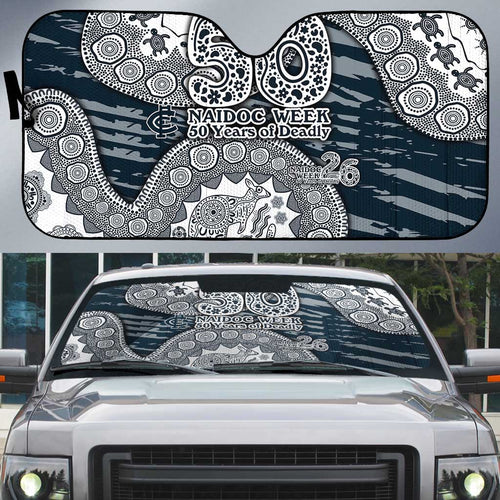 Carlton Blues NAIDOC Week 2026 Auto Sun Shade Australian Aboriginal Dot Art Dreamtime Pattern Style