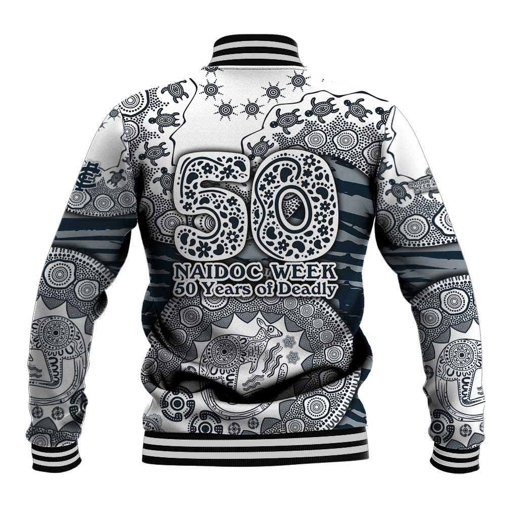 Carlton Blues NAIDOC Week 2026 Baseball Jacket Australian Aboriginal Dot Art Dreamtime Pattern Style