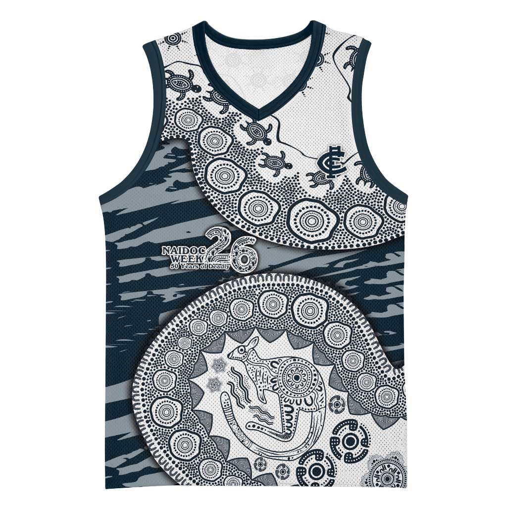 Carlton Blues NAIDOC Week 2026 Basketball Jersey Australian Aboriginal Dot Art Dreamtime Pattern Style