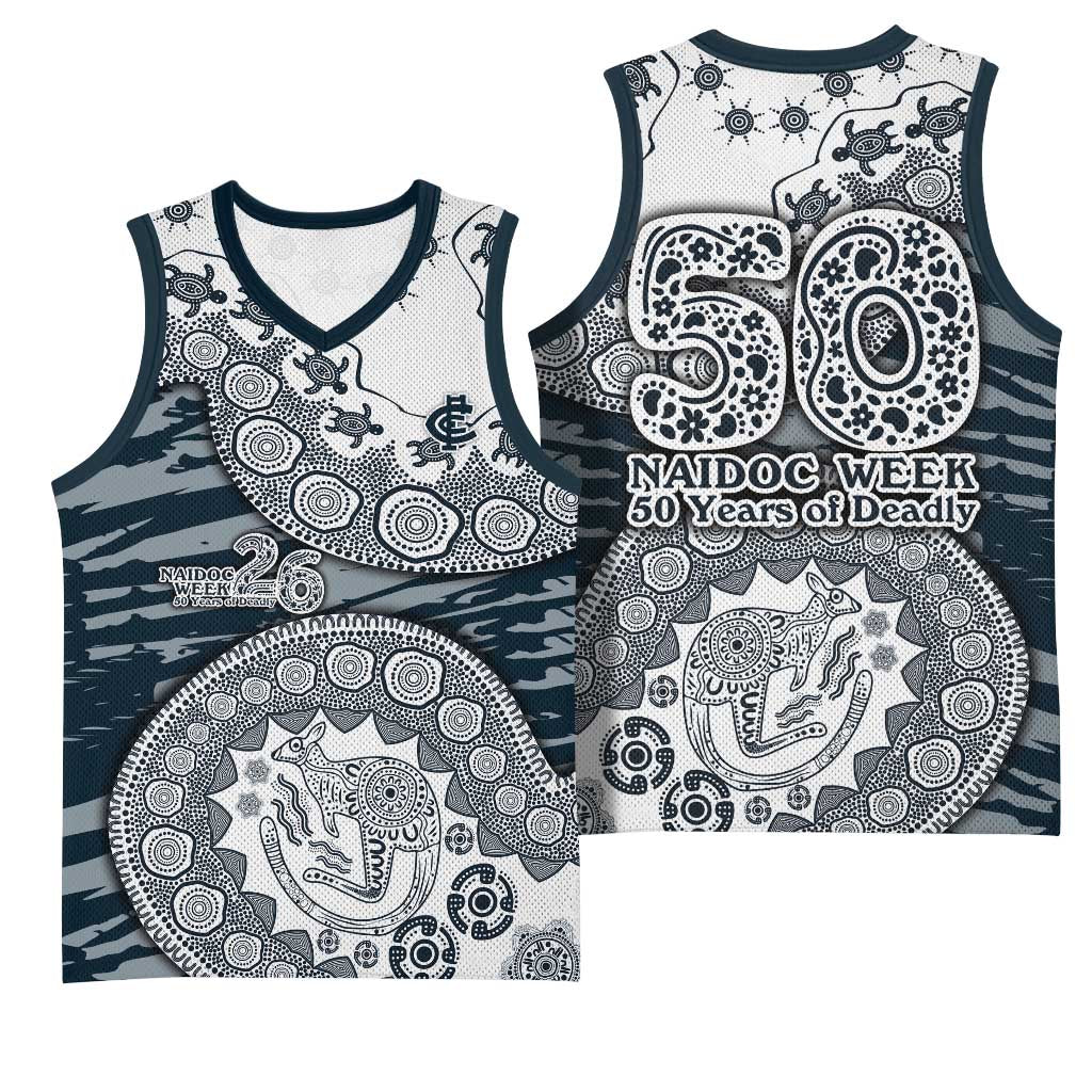 Carlton Blues NAIDOC Week 2026 Basketball Jersey Australian Aboriginal Dot Art Dreamtime Pattern Style
