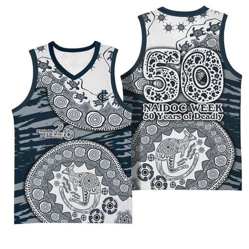 Carlton Blues NAIDOC Week 2026 Basketball Jersey Australian Aboriginal Dot Art Dreamtime Pattern Style