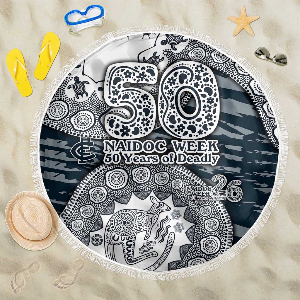 Carlton Blues NAIDOC Week 2026 Beach Blanket Australian Aboriginal Dot Art Dreamtime Pattern Style