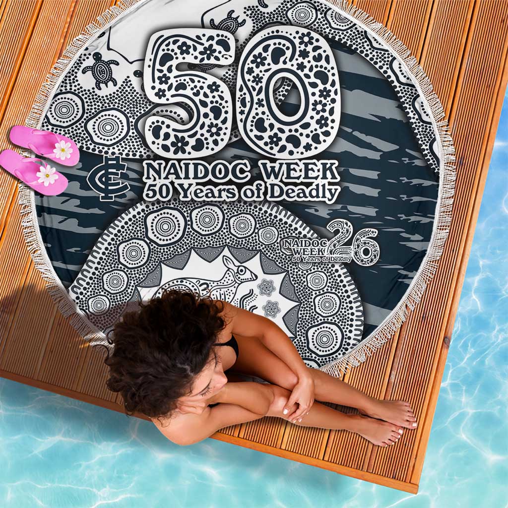 Carlton Blues NAIDOC Week 2026 Beach Blanket Australian Aboriginal Dot Art Dreamtime Pattern Style