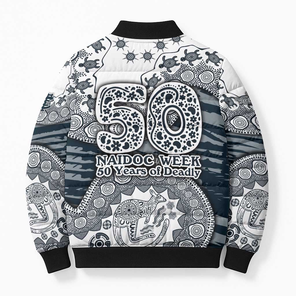 Carlton Blues NAIDOC Week 2026 Bomber Puffer Jacket Australian Aboriginal Dot Art Dreamtime Pattern Style