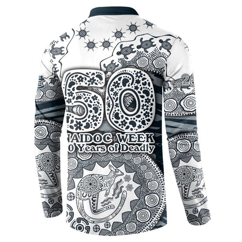 Carlton Blues NAIDOC Week 2026 Button Sweatshirt Australian Aboriginal Dot Art Dreamtime Pattern Style