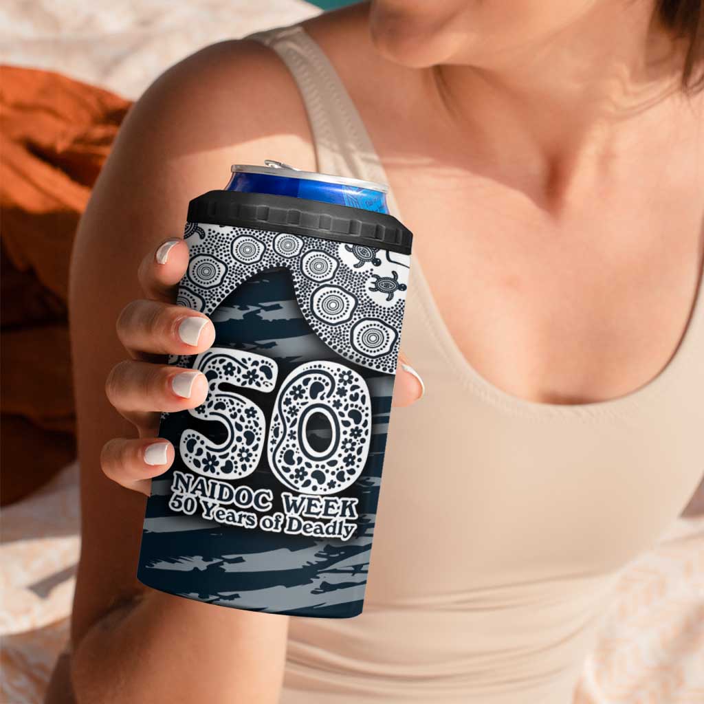 Carlton Blues NAIDOC Week 2026 4 in 1 Can Cooler Tumbler Australian Aboriginal Dot Art Dreamtime Pattern Style