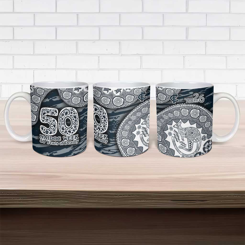 Carlton Blues NAIDOC Week 2026 Ceramic Mug Australian Aboriginal Dot Art Dreamtime Pattern Style