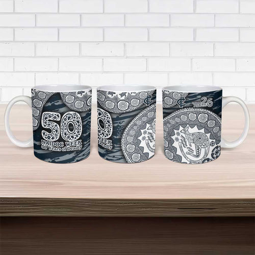 Carlton Blues NAIDOC Week 2026 Ceramic Mug Australian Aboriginal Dot Art Dreamtime Pattern Style
