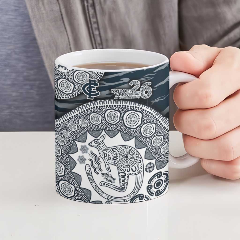 Carlton Blues NAIDOC Week 2026 Ceramic Mug Australian Aboriginal Dot Art Dreamtime Pattern Style