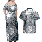 Carlton Blues NAIDOC Week 2026 Couples Matching Off Shoulder Maxi Dress and Hawaiian Shirt Australian Aboriginal Dot Art Dreamtime Pattern Style