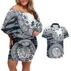Carlton Blues NAIDOC Week 2026 Couples Matching Off Shoulder Short Dress and Hawaiian Shirt Australian Aboriginal Dot Art Dreamtime Pattern Style