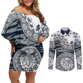 Carlton Blues NAIDOC Week 2026 Couples Matching Off Shoulder Short Dress and Long Sleeve Button Shirt Australian Aboriginal Dot Art Dreamtime Pattern Style