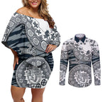 Carlton Blues NAIDOC Week 2026 Couples Matching Off Shoulder Short Dress and Long Sleeve Button Shirt Australian Aboriginal Dot Art Dreamtime Pattern Style