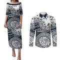 Carlton Blues NAIDOC Week 2026 Couples Matching Puletasi and Long Sleeve Button Shirt Australian Aboriginal Dot Art Dreamtime Pattern Style