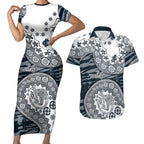 Carlton Blues NAIDOC Week 2026 Couples Matching Short Sleeve Bodycon Dress and Hawaiian Shirt Australian Aboriginal Dot Art Dreamtime Pattern Style