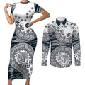 Carlton Blues NAIDOC Week 2026 Couples Matching Short Sleeve Bodycon Dress and Long Sleeve Button Shirt Australian Aboriginal Dot Art Dreamtime Pattern Style