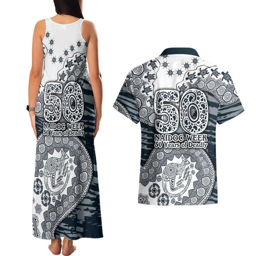 Carlton Blues NAIDOC Week 2026 Couples Matching Tank Maxi Dress and Hawaiian Shirt Australian Aboriginal Dot Art Dreamtime Pattern Style