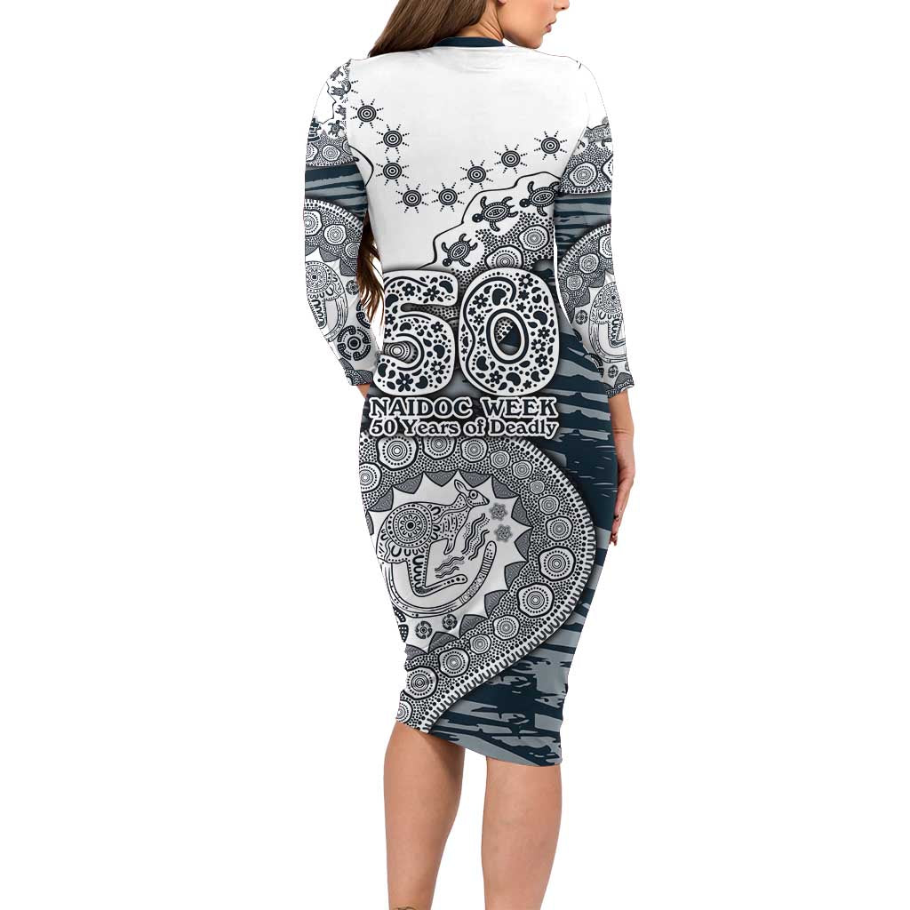Carlton Blues NAIDOC Week 2026 Family Matching Long Sleeve Bodycon Dress and Hawaiian Shirt Australian Aboriginal Dot Art Dreamtime Pattern Style