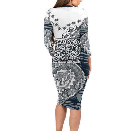 Carlton Blues NAIDOC Week 2026 Family Matching Long Sleeve Bodycon Dress and Hawaiian Shirt Australian Aboriginal Dot Art Dreamtime Pattern Style