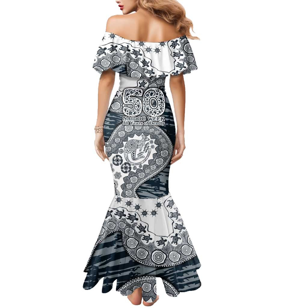 Carlton Blues NAIDOC Week 2026 Family Matching Mermaid Dress and Hawaiian Shirt Australian Aboriginal Dot Art Dreamtime Pattern Style