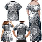 Carlton Blues NAIDOC Week 2026 Family Matching Off Shoulder Maxi Dress and Hawaiian Shirt Australian Aboriginal Dot Art Dreamtime Pattern Style