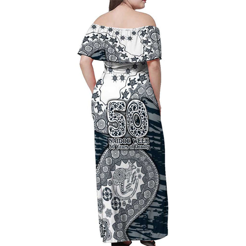 Carlton Blues NAIDOC Week 2026 Family Matching Off Shoulder Maxi Dress and Hawaiian Shirt Australian Aboriginal Dot Art Dreamtime Pattern Style