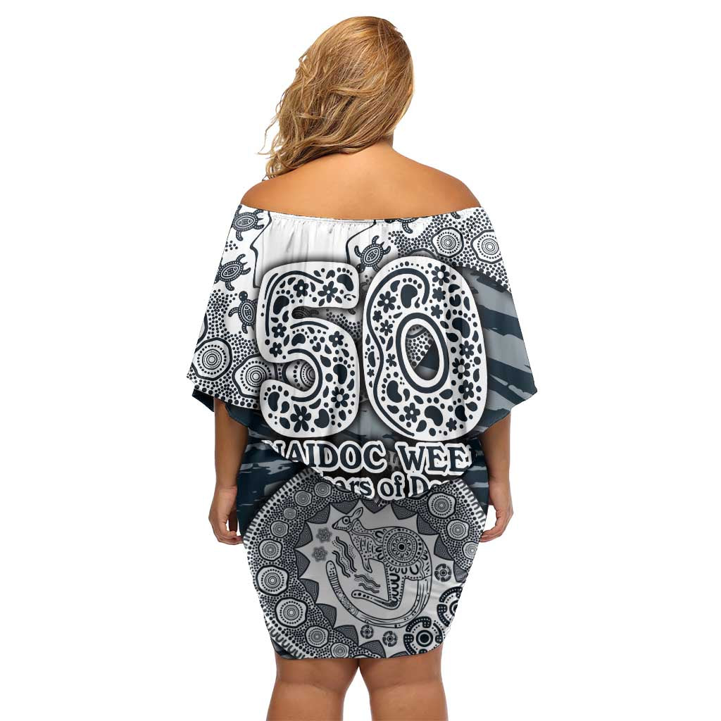 Carlton Blues NAIDOC Week 2026 Family Matching Off Shoulder Short Dress and Hawaiian Shirt Australian Aboriginal Dot Art Dreamtime Pattern Style