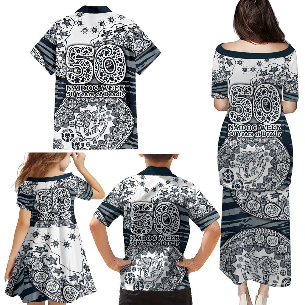 Carlton Blues NAIDOC Week 2026 Family Matching Puletasi and Hawaiian Shirt Australian Aboriginal Dot Art Dreamtime Pattern Style