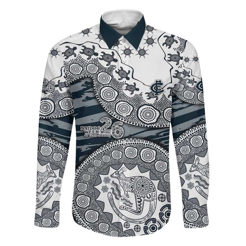Carlton Blues NAIDOC Week 2026 Family Matching Puletasi and Hawaiian Shirt Australian Aboriginal Dot Art Dreamtime Pattern Style