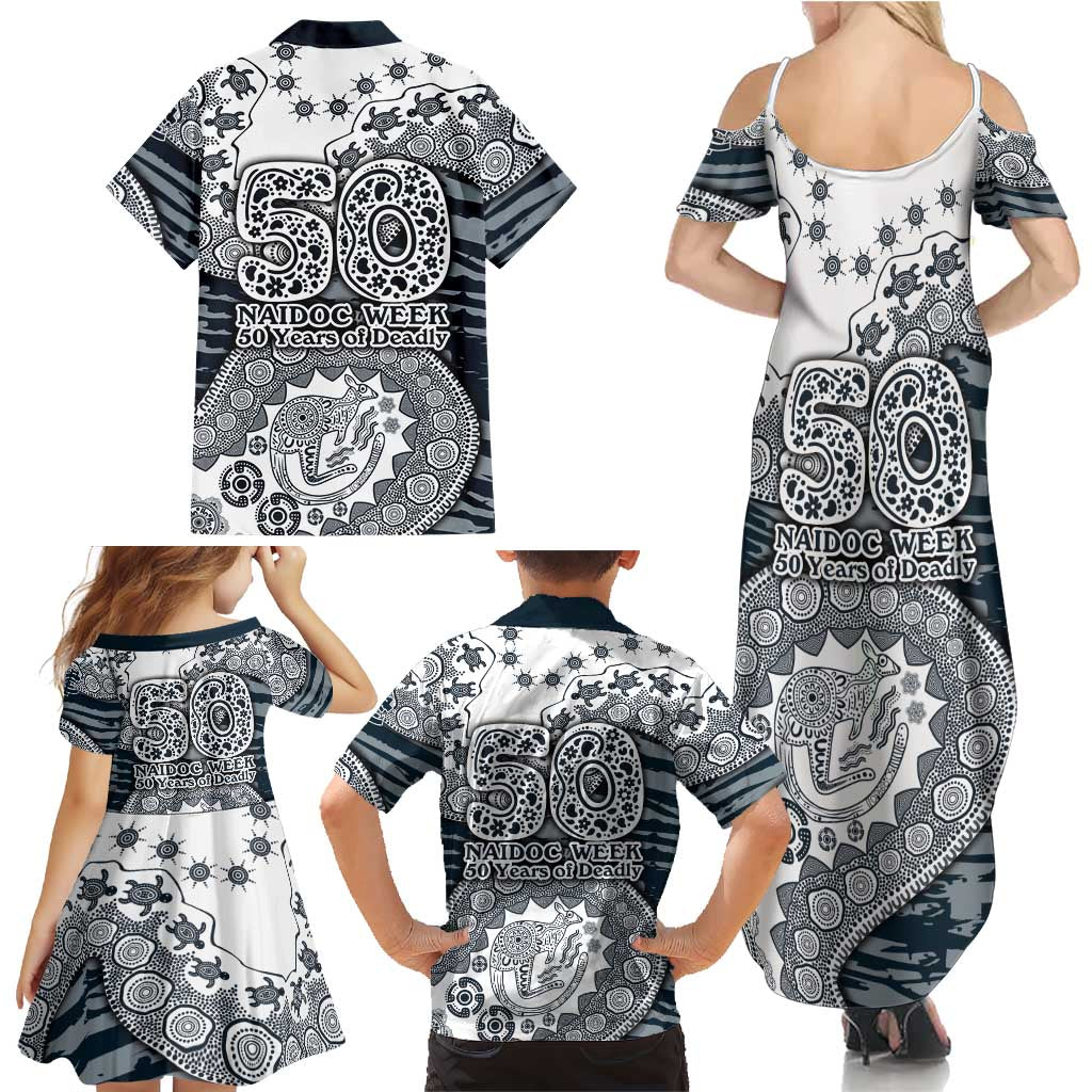 Carlton Blues NAIDOC Week 2026 Family Matching Summer Maxi Dress and Hawaiian Shirt Australian Aboriginal Dot Art Dreamtime Pattern Style